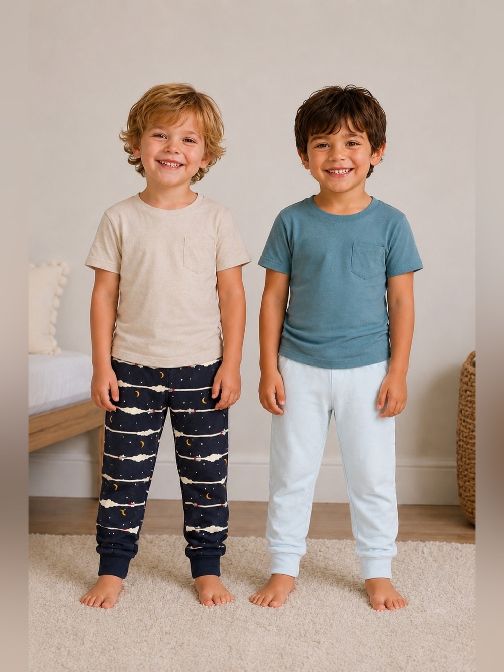 Old Navy 100% Cotton PJ Pants 2-PACK Navy Clouds & Light Blue
